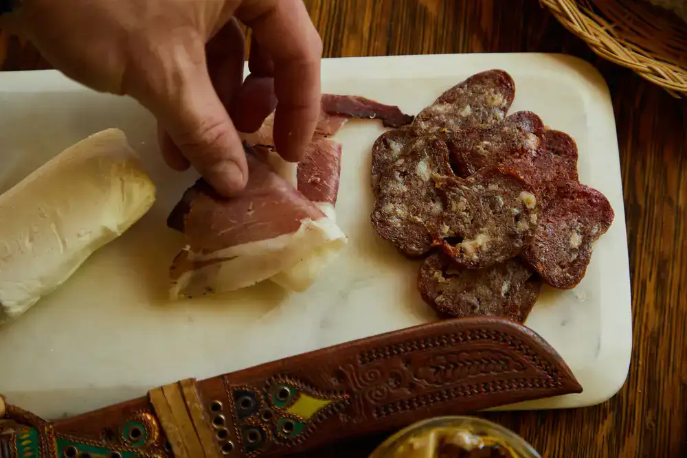 Various artisanal salami logs