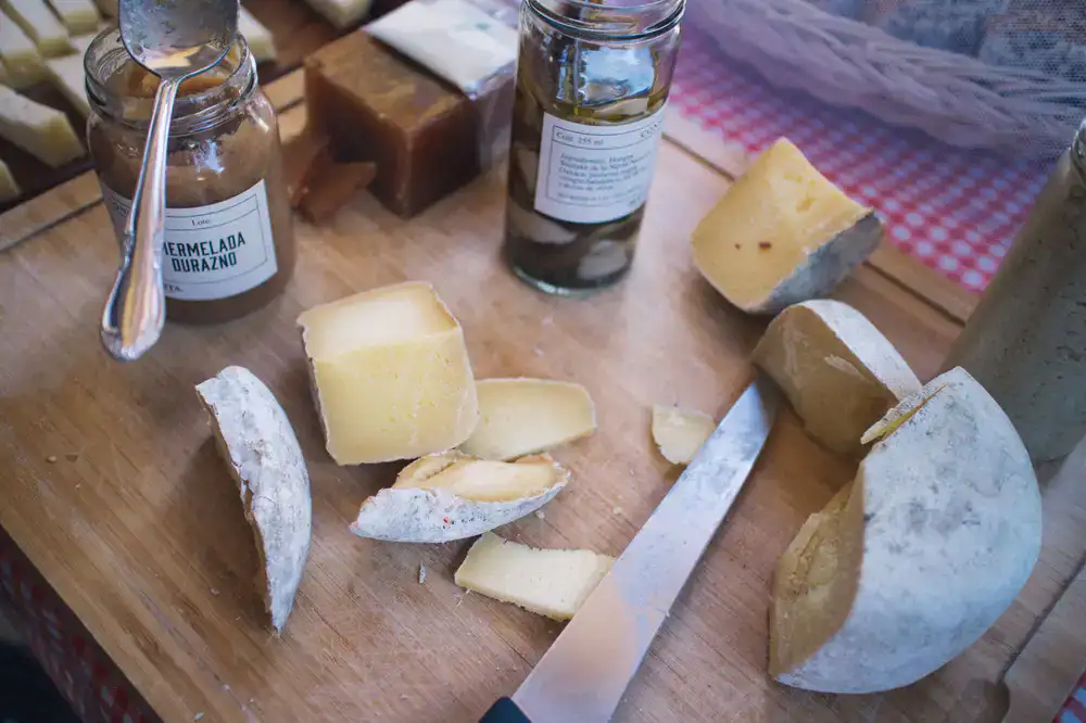 The Classic Hamper featuring preserves and hard cheeses